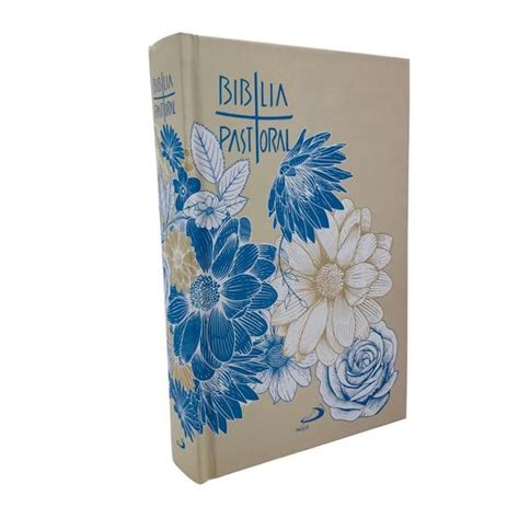 Bíblia Sagrada Católica Pastoral Capa Dura Flores Azul Bíblia