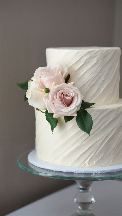 Textured Buttercream Fresh Blooms Classic Wedding Cake Wedding