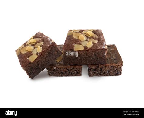 Chocolate Brownie Isolated On White Background Stock Photo Alamy