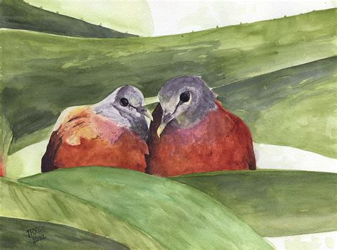 Two Doves Cuddle Painting By Taphath Foose Fine Art America