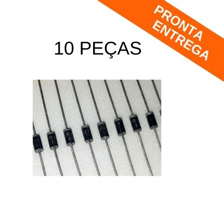 Kit 10 peças Diodo Retificador HER108 1000V 1A DO 41 Diodo Achei