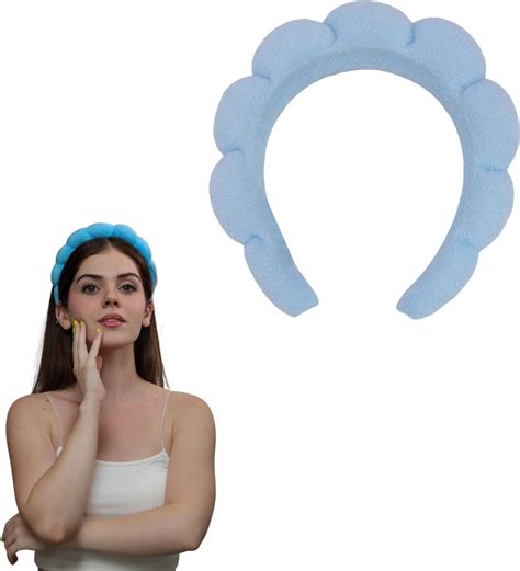 Mapicnnt Spa Headband For Washing Face Cute Blue Makeup Headband Puffy Spa