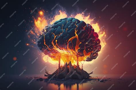 Premium Ai Image A Painting Of A Burning Brain On Fire Generative Ai