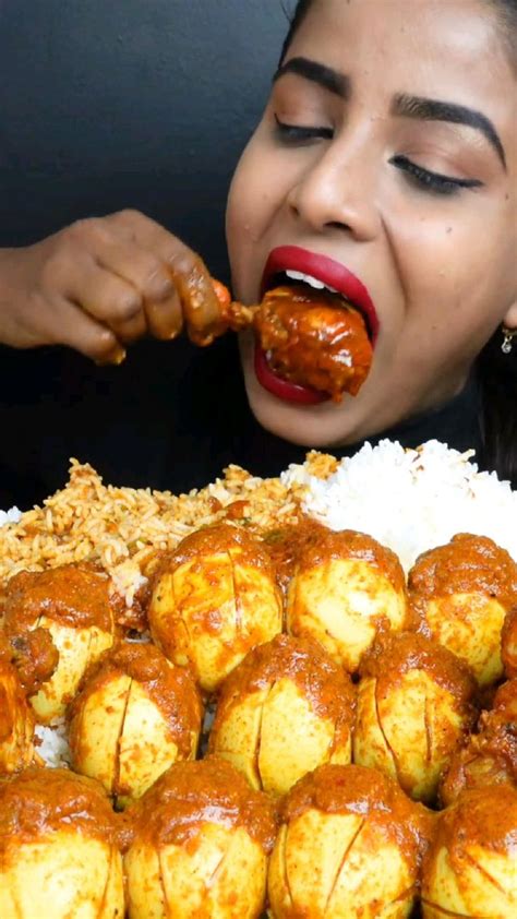 ASMR Eating Spicy Whole Chicken Curry Rice Egg Ghee Roast Big Bites