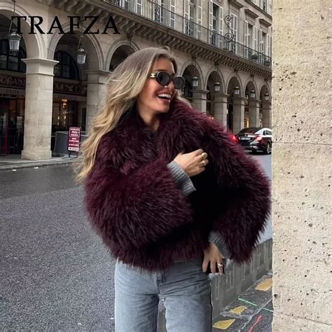 Trafza Autumn Winter Women Casual Faux Fur Jackets Fashion