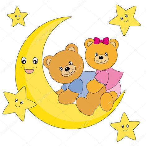 Two Bears Sitting On The Moon Stock Vector Sbego