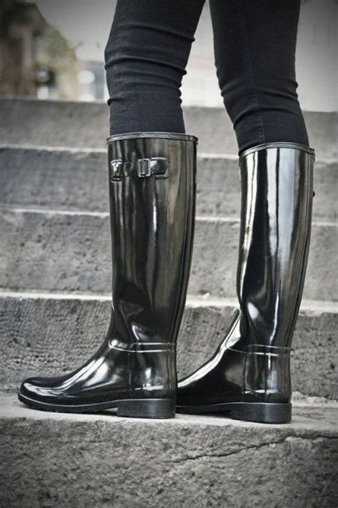 Pin By Tony Hill On Boots Womens Rubber Boots Black Leather Boots