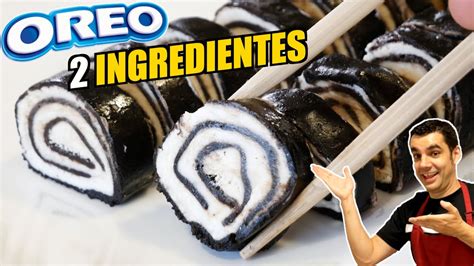 con solo 2 ingredientes Sushi de Oreo Postre fácil sin horno al