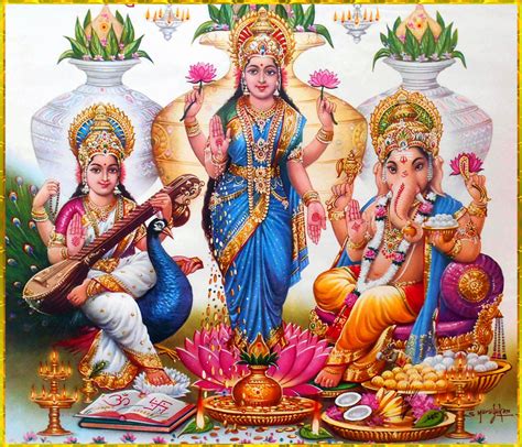 Lakshmi, Saraswati and Ganesha Image Collection 1 - Wordzz