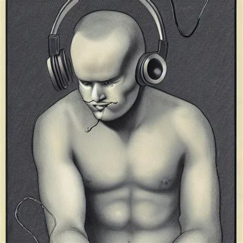 A Evil Satan Demon Listening To Headphones By Raphael Stable