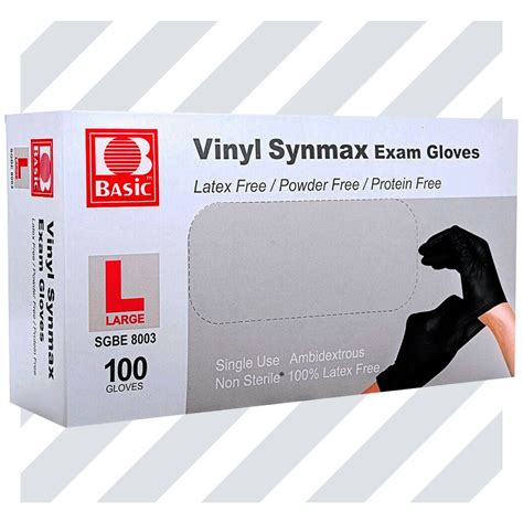 Basic Vinyl Synmax Exam Gloves Black Tt Cellular