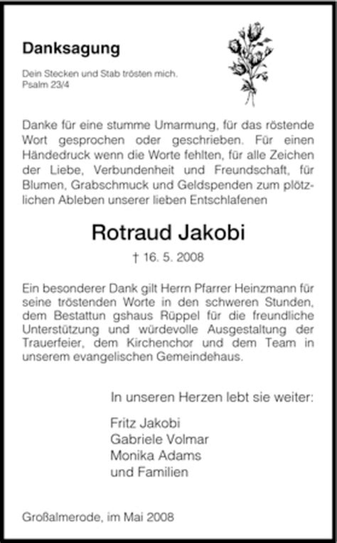 Traueranzeigen Von Rotraud Jakobi Trauer Hna De