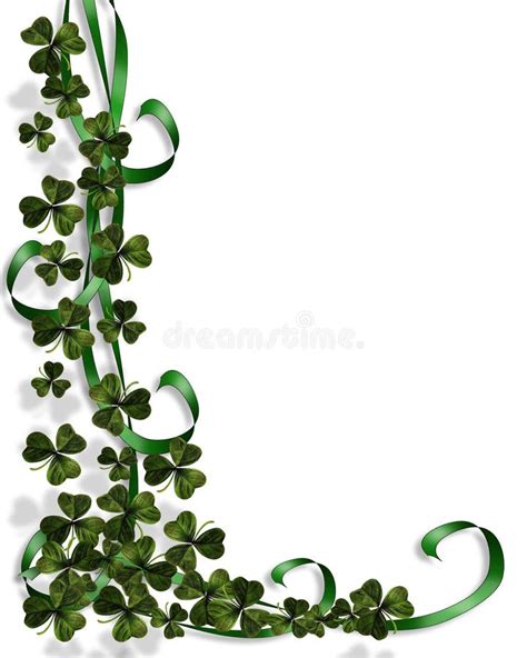 St Patty S Day Border Shamrocks Ribbons Stock Illustration