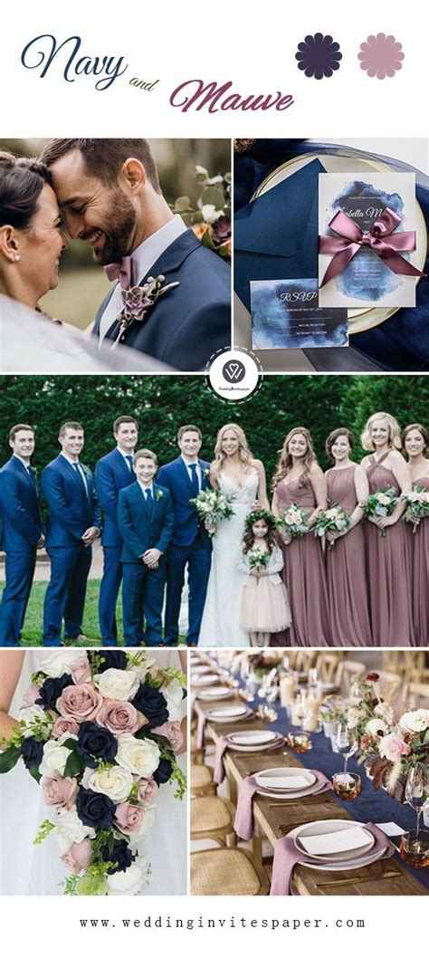 Top 8 Striking Navy Blue Wedding Color Palettes For 2019 Fall Navy And Mauve Wedding Dresse