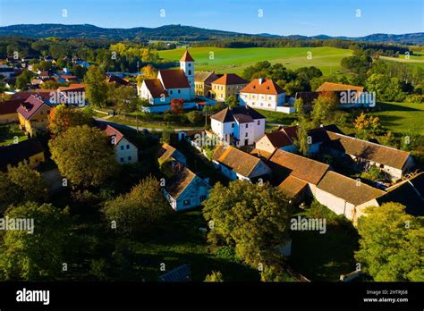 Aerial view of Czech village Cakov Stock Photo - Alamy