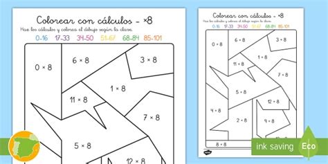 Ficha De Actividad Colorear Con C Lculos X Twinkl