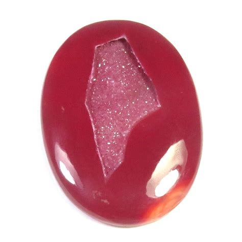 Onyx Geode Druzy Cabochon 50x36mm Red Onyx Agate Oval Gemstone 98cts