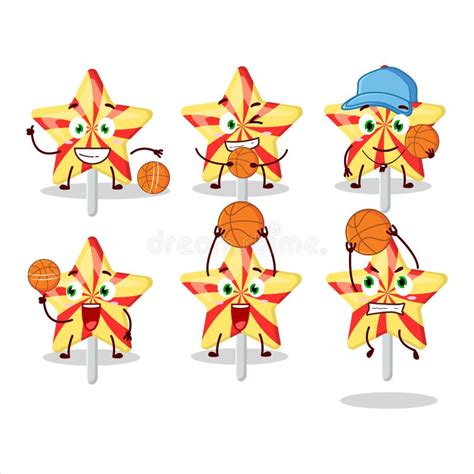 Talented Star Candy Cartoon Character As A Basketball Athlete Stock