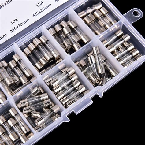 Yangyuhua 100Pcs Set 5x20mm Quick Blow Glass Tube Fuse Assorted Kits