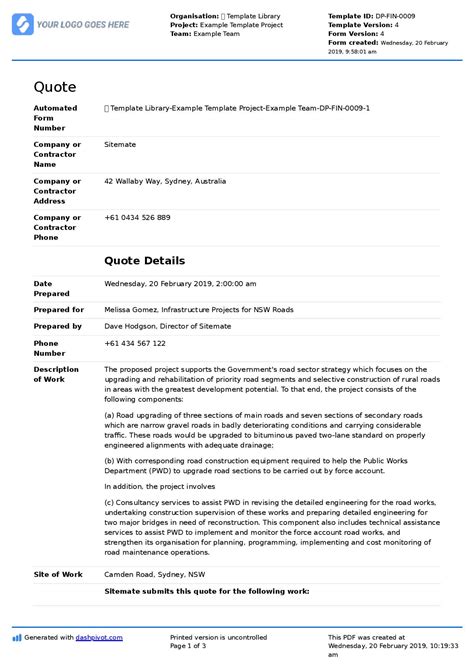 Free Construction Quote Template Better Than Word Excel Pdf