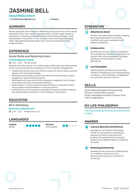 Social Media Cv Examples For