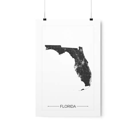 Minimalist Art Print Florida Road Map on Premium Matte Poster 3 Sizes ...