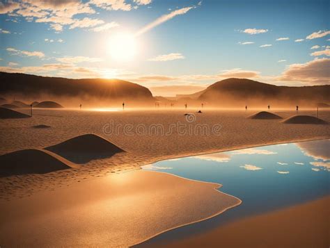 Beach Volleyball Courts Get Low To Capture The Reflection In The Water