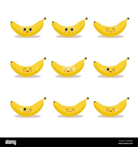 Mignon drôle et heureux ensemble banane caractère Fruits vector