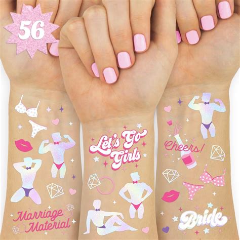 Amazon Xo Fetti Pink Bachelorette Temporary Tattoos 46 Foil