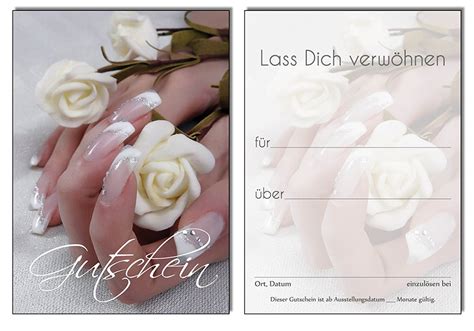 50 Gutscheine Geschenkgutschein Rose Creme Nails Nagelstudio 105x148mm