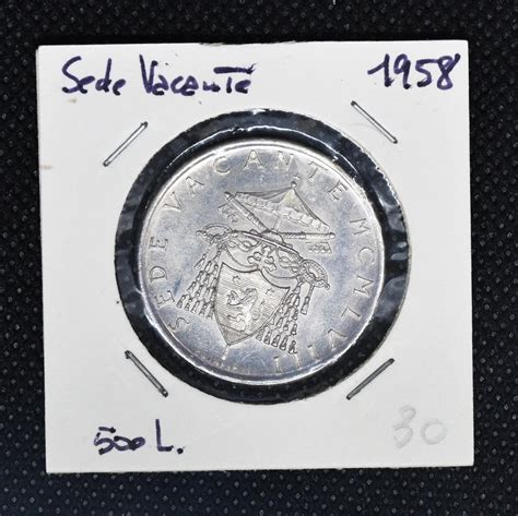 500 LIRE CITTA DEL VATICANO 1958 In Argento Sede Vacante LIVEBID