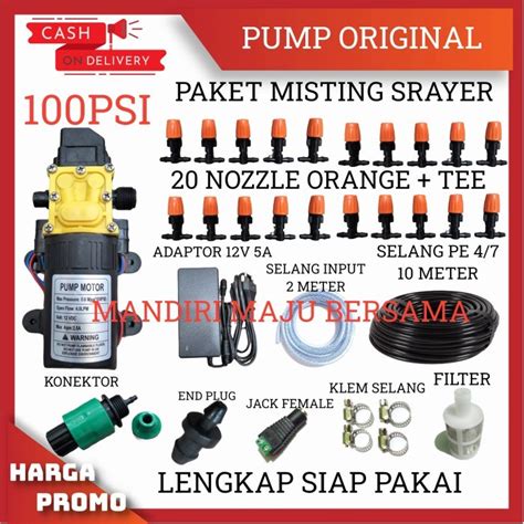 Jual Paket Pompa Embun Kabut Misting 20 Titik Hidroponik Walet