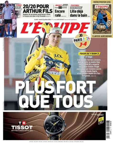 Tadej Pogacar Winner Tour De France French Newspaper Collector