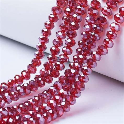 Luster Crystal Rondelle Bead Crimson Red Riverside Beads