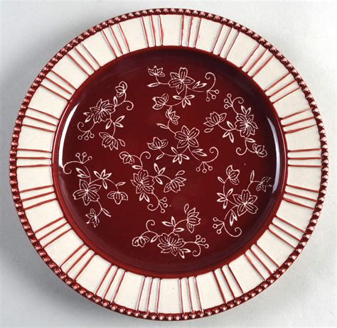 Floral Lace Cranberry Dinner Plate By Temp Tations Replacements Ltd