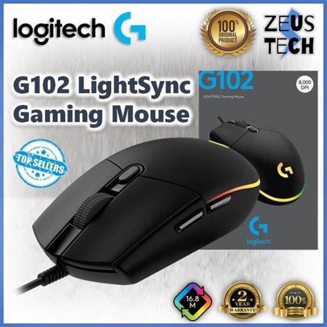 Logitech G102 LightSync Gaming Mouse Black USB Wired with Customizable ...