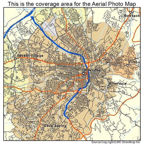 Aerial Photography Map of Roanoke, VA Virginia