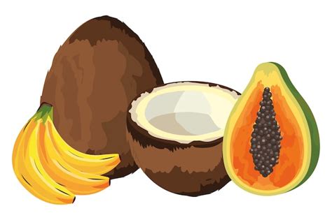 Desenhos Animados De Frutas Tropicais Vetor Premium