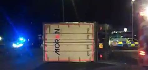 Lorry Overturns On Gledrid A5 A483 Roundabout