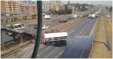 Thika Road Major Traffic Jam Police Close Highway After Tanker