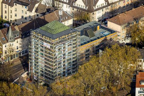 Herne aus der Vogelperspektive Umbau des Bunker Gebäudekomplex we