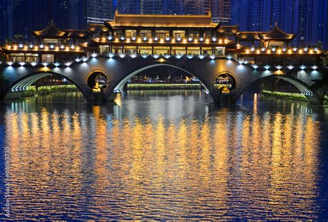 Anshun Bridge Crosses The Jin River In Chengdu China Stock Photo