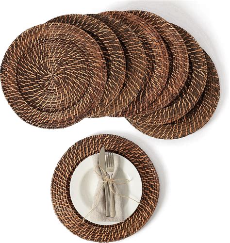 Artera Wicker Rattan Charger Plates Set Of 528 13 Inch Round Woven Plate Holder