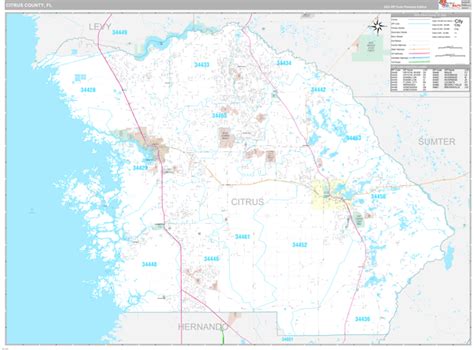 Citrus County Wall Map Premium Style