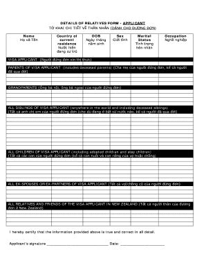 Fillable Online Immigration Govt Partnership Relative Forms