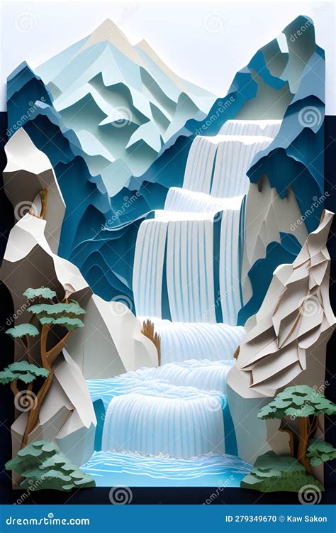 3d Origami Paper Cut Wallpaper For Lock Screen Stock Illustration