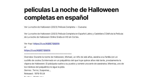 Peliculas La Noche De Halloween Completas En Espa Ol