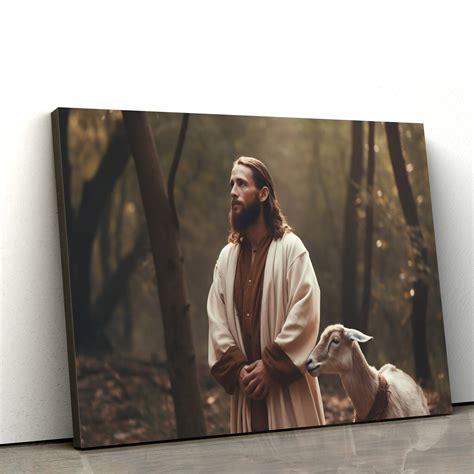 Jesus And The Goat Were Standing In The Forest Canvas Picture Jesu