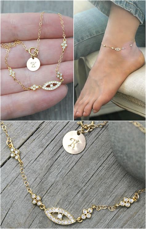 Anklet Ankle Bracelet Evil Eye 14K Gold Filled Chain Etsy Canada