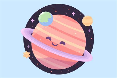 Kawaii Outer Space Planet Saturn Png Graphic By Denizdigital · Creative